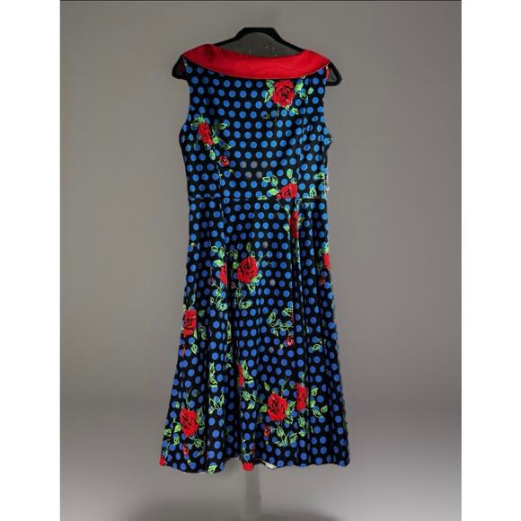 NWT H&R Retro Rockabilly Dress Polka Dot Rose Womens 10 Pin Up Bettie Page Swing - Picture 2 of 4